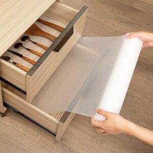 Rxemohesuoh Drawer Liner, Non-Adhesive Shelf Liner, 17.5IN x 10FT Double Sided Non-Slip Cabinet Liner Washable for Kitchen, Shoe Rack - Clear