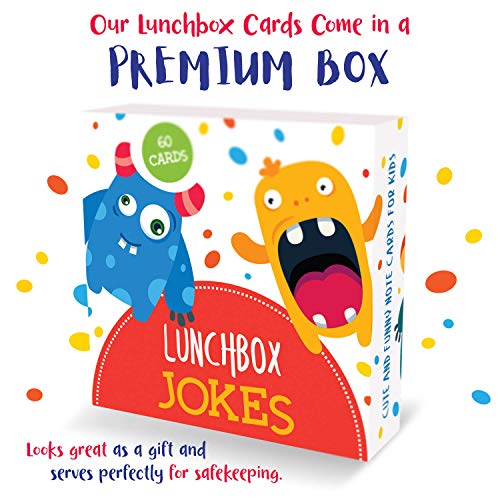 Party Profi Lunch Box Jokes for Kids - 60 Cute Inspirational and Motivational Thinking of You Notes Cards for Boys & Girls Lunchbox