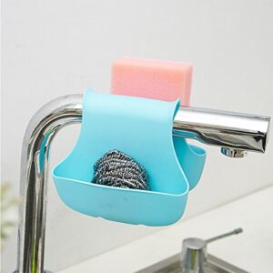 AIFUDA 3 Pack Saddle Silicone Sink Caddy, Sponge Soap Brush Holder Basket Organizer Storage for Kitchen (Blue, Green, Pink)