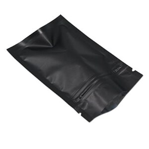 100pcs zipper lock self seal flat pouch for zip aluminum foil lock package bag matte black coffee storage mylar bags reclosable heat sealable wedding favor candy pouch 2.8×3.9 inch