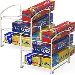 simplehouseware kitchen box organizer wrap rack foil holder, white, set of 2