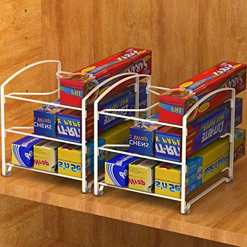 SimpleHouseware Kitchen Box Organizer Wrap Rack Foil Holder, White, Set of 2