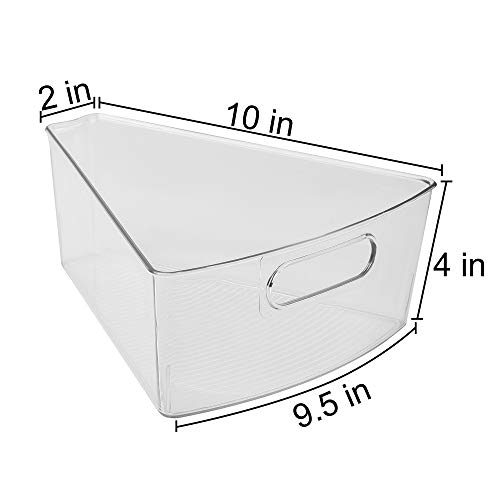 Sorbus Wedge Storage Bin Organizer Lazy Susan organizer with Front Handle for Corner Cabinet, Great Sector Shaped Container Bins for Kitchen, Pantry, Bathroom, Clear Plastic (4-Pack)