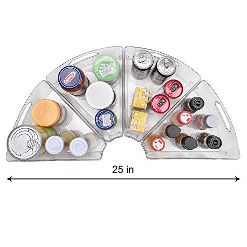 Sorbus Wedge Storage Bin Organizer Lazy Susan organizer with Front Handle for Corner Cabinet, Great Sector Shaped Container Bins for Kitchen, Pantry, Bathroom, Clear Plastic (4-Pack)