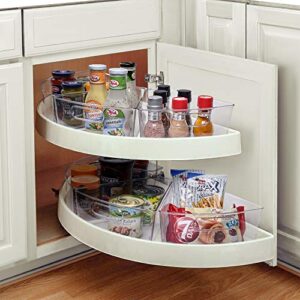 Sorbus Wedge Storage Bin Organizer Lazy Susan organizer with Front Handle for Corner Cabinet, Great Sector Shaped Container Bins for Kitchen, Pantry, Bathroom, Clear Plastic (4-Pack)