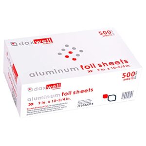 daxwell aluminum foil interfolded pop-up sheets, 9″ x 10.75″, j10002315b (box of 500)