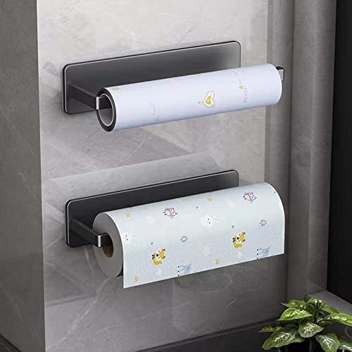 Paper Towel Holder, Aheucndg Wall Mount Paper Towel Holder, for Kitchen or Bathroom Self-Adhesive Paper Roll Holder or Bath Towel Holder Hangers(1Pack)