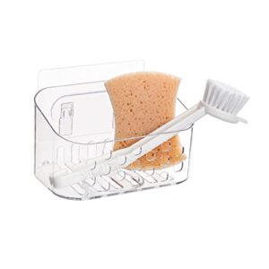 Ettori Sponge Holder Sink Caddy, Plastic Kitchen Sink Organizer Clear Sponge Holder for Kitchen Sink, Bathroom- No Drilling