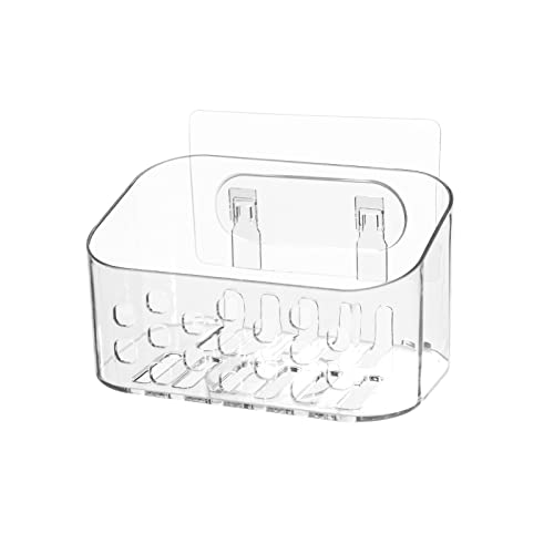 Ettori Sponge Holder Sink Caddy, Plastic Kitchen Sink Organizer Clear Sponge Holder for Kitchen Sink, Bathroom- No Drilling