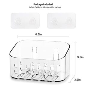 Ettori Sponge Holder Sink Caddy, Plastic Kitchen Sink Organizer Clear Sponge Holder for Kitchen Sink, Bathroom- No Drilling