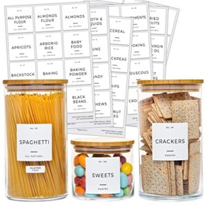 202 kitchen pantry labels for food containers – preprinted stickers for food containers, storage bins, jars and canisters. labels for organizing kitchen pantry(with permanent pen and position guide)