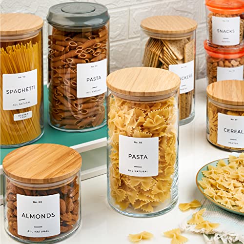 202 Kitchen Pantry Labels for Food Containers - Preprinted Stickers for Food Containers, Storage Bins, Jars and Canisters. Labels for Organizing Kitchen Pantry(with Permanent Pen and Position Guide)