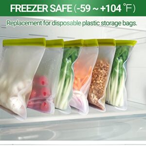 Reusable Food Storage Bags, 6 Pack Reusable Gallon Bags Seal & Leak Proof, BPA Free Reusable Freezer Bags for Travel, Marinate Meats, Fruit or food Storage