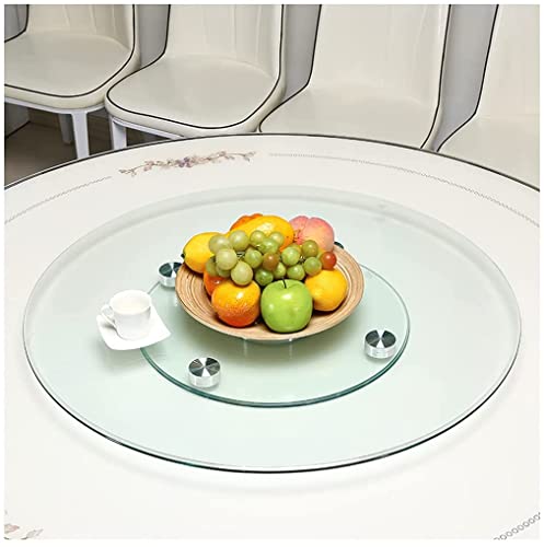 30" Glass Lazy Susan Turntable Dining Table Centerpiece with Swivel Assist System Round Tabletop Rotating Tray Large Serving Plate Silent & Smooth Spin