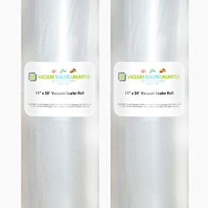 2 Pack of Vacuum Sealers Unlimited - 11" x 50' Rolls For FoodSaver, etc. - Thicker, Heavy-Duty Commercial Quality Textured Vacuum Sealer Bags - BPA Free