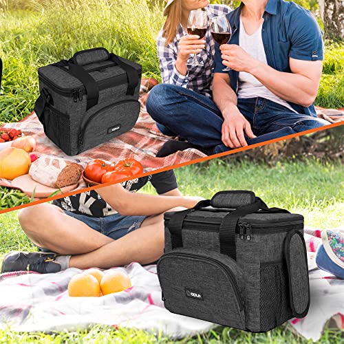 OPUX Insulated Collapsible Soft Cooler 9 Quart | Lunch Bag for Men, Small Travel Cooler for Camping, Family, BBQ, Picnic, Beach, Car, Soft-Sided Leakproof Lunch Box for Work | Fits 16 Cans (Charcoal)