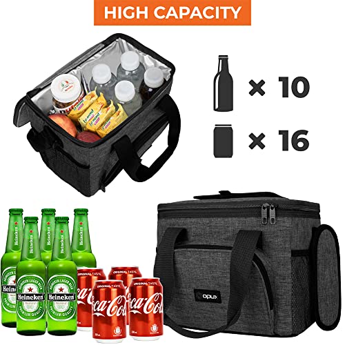 OPUX Insulated Collapsible Soft Cooler 9 Quart | Lunch Bag for Men, Small Travel Cooler for Camping, Family, BBQ, Picnic, Beach, Car, Soft-Sided Leakproof Lunch Box for Work | Fits 16 Cans (Charcoal)