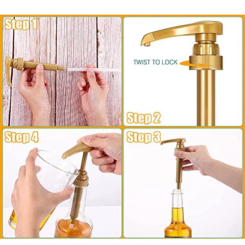 Coffee Syrup Pump Dispenser, 6 Pack Syrup Pump for 750ml/25.4 oz Syrup Bottle, Gold Pumps for Coffee Syrup Bottle, works with Torani, DaVinci, Jordans Skinny 750ml Syrups Bottles (Gold)