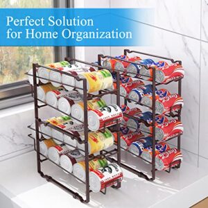 Wisdom Star 2 Pack Soda Can Organizer Rack for Pantry, Stackable Beverage Soda Can Storage Dispenser Holder for Refrigerator, Cabinet, Brown