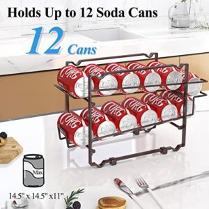 Wisdom Star 2 Pack Soda Can Organizer Rack for Pantry, Stackable Beverage Soda Can Storage Dispenser Holder for Refrigerator, Cabinet, Brown