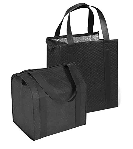 Hannah Insulated Shopping Bag, Black (2 Pack)