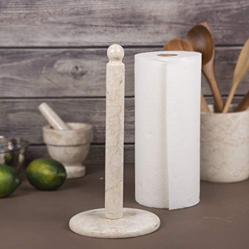 Creative Home Natural Champagne Marble Stone Paper Holder Kitchen Towel Dispenser, 6.5" Diam. x 12.5" H, Beige