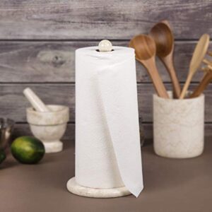 Creative Home Natural Champagne Marble Stone Paper Holder Kitchen Towel Dispenser, 6.5" Diam. x 12.5" H, Beige