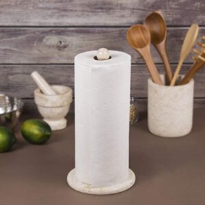 Creative Home Natural Champagne Marble Stone Paper Holder Kitchen Towel Dispenser, 6.5" Diam. x 12.5" H, Beige