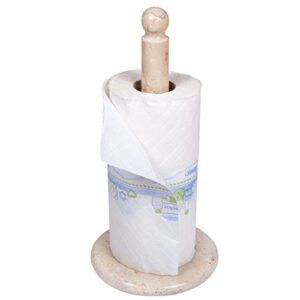 Creative Home Natural Champagne Marble Stone Paper Holder Kitchen Towel Dispenser, 6.5" Diam. x 12.5" H, Beige