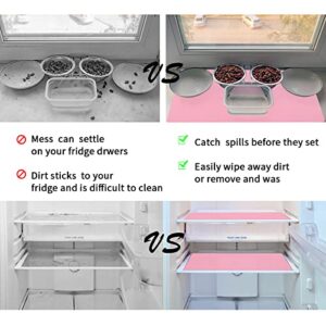 Babyfond 4Pcs Non-Slip Silicone Refrigerator Liners, Washable Shelf Liner, Waterproof Oilproof Fridge Liner Mats for Glass Shelves Kitchen Cabinet Drawer, Reusable Table Placemats (4 Pcs Pink)