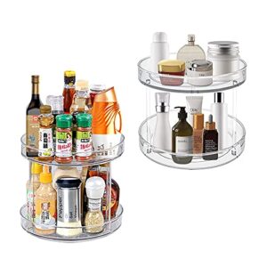 2 tier lazy susan organizer for cabinet, 9-inch clear lazy susan turntable for cabinet organizer, skincare organizer , spice storage containers