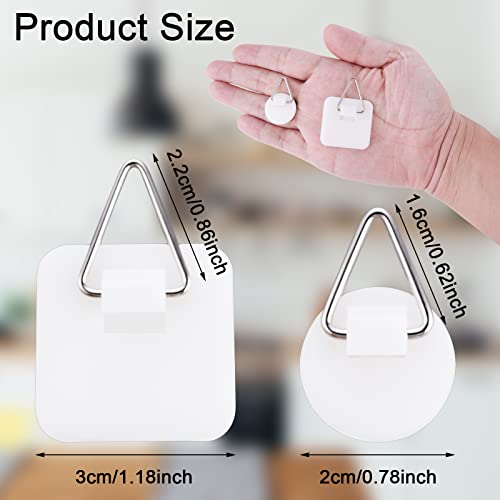 Thinp 30 Pieces Invisible Adhesive Plate Hanger Wall Plate Hangers Plastic Adhesive Picture Hangers Without Nails Plate Holder Frame Hangers for Bathroom Kitchen Wall Decoration (Round&Square)