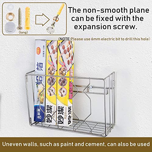 YQh Wall Mount Kitchen Wrap Organizer Rack, Kitchen Wrap Organizer Rack, Mounts to Solid Cabinet Doors or Walls, Tall Basket Door Mount Cabinet Organizer