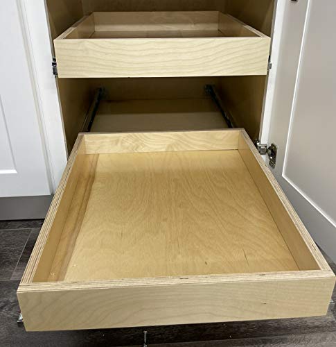 Sublime Design | Pull Out Tray | Side Mount | Baltic Birch Drawer for Kitchen Cabinets | Slide Out Shelves | Roll Out Cabinet Organizer (27" Wide)