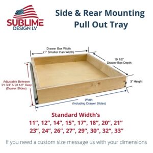 Sublime Design | Pull Out Tray | Side Mount | Baltic Birch Drawer for Kitchen Cabinets | Slide Out Shelves | Roll Out Cabinet Organizer (27" Wide)