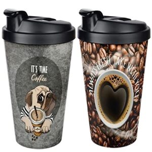 travel coffee cup leak free reusable plastic travel coffee mug spill proof – 20 oz- 2 pack