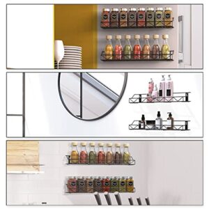 Wall Mounted Spice Racks Organizer, Auledio 4 Pack Seasoning Shelves Organizers for Cabinet, Storage Rack Hanging Shelf Set for Kitchen, Cupboard, Pantry Door, Bathroom, Black