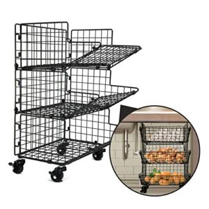 kitchen fruit basket stand 3 tier with wheels under sink organizers and storage for potatoes & onions produce holder storage bins vegetable holder for kitchen & house holder items