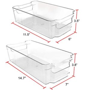 Greenco Refrigerator Organizer Bins, Stackable Fridge Organizer, Set of 8, Storage Containers with Durable Handles, Kitchen Organization Freezer, Pantry and Cabinets - BPA Free, Shatter Proof, Clear, Medium and Large