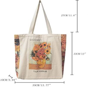 BROADREAM Canvas Tote Bag Aesthetic - Zippered Tote Bag with Interior Pocket by Shoulder Tote Bags for Women Shopping,School