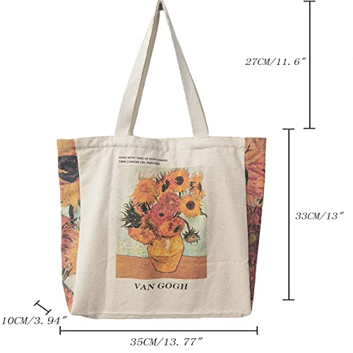 BROADREAM Canvas Tote Bag Aesthetic - Zippered Tote Bag with Interior Pocket by Shoulder Tote Bags for Women Shopping,School