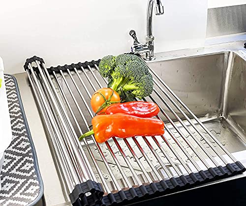 LLygezze Stainless Steel Roll-up Drying Rack Over The Sink Rack 17.5"x13"
