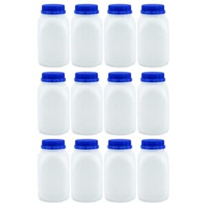 cornucopia brands 8-ounce plastic milk bottles (12-pack); hdpe bottles great for milk, juice, smoothies, lunch box & more, bpa-free, dishwasher-safe, bpa-free
