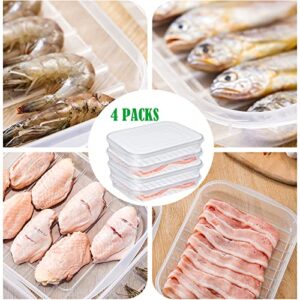 Valuetalk 4 Pieces Bacon Keeper, Plastic Bacon Refrigerator Keeper Storage Container with Lids, Fridge Food Refrigerator Storage Box for Vegetables, Cold Meat Deli, Cheese Container