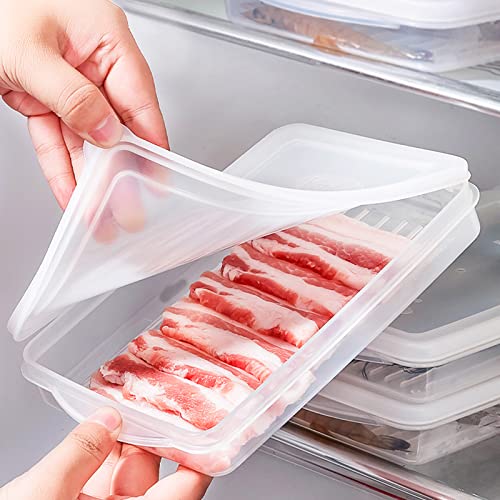 Valuetalk 4 Pieces Bacon Keeper, Plastic Bacon Refrigerator Keeper Storage Container with Lids, Fridge Food Refrigerator Storage Box for Vegetables, Cold Meat Deli, Cheese Container