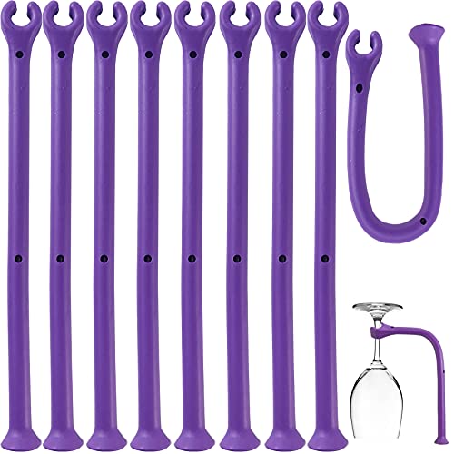 YOOHUA 10PCS Tether Silicone Dishwasher Attachment Silicone Stemware Saver Flexible Stemware Holder Dishwasher Wine Glass Protector, Purple