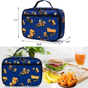 Lunch Box Kids Boys Insulated Lunch Cooler Bag Reusable Lunch Tote Kit for School Travel (Engineering Car Blue)