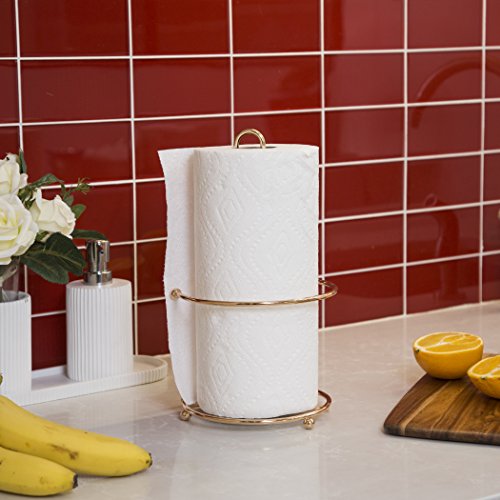 BINO 'Apollo' Paper Towel Holder, Gold - Free Standing Decorative Easy Tear Kitchen Paper Towel Roll Dispenser