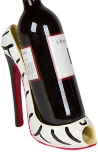 hilarious home 8″ x 7″h high heel wine bottle holder – stylish conversation starter wine rack (zebra)