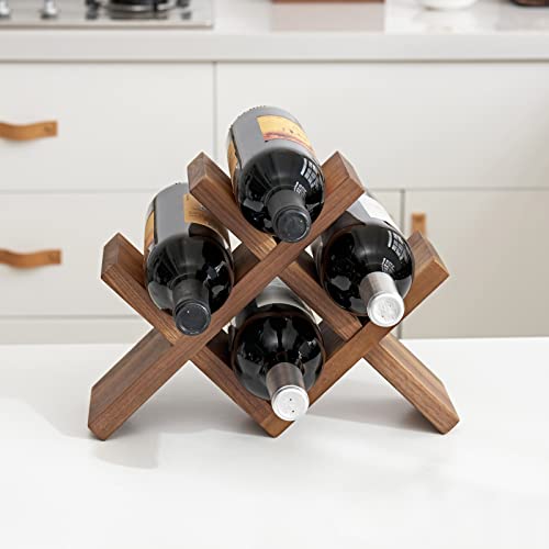 INMAN Oak Wood Wine Storage Rack countertop, Independent Capacity Wine Rack Durable Storage Rack, Suitable for Wine cellars, Bars, Homes and Kitchen Storage Racks(Walnut)